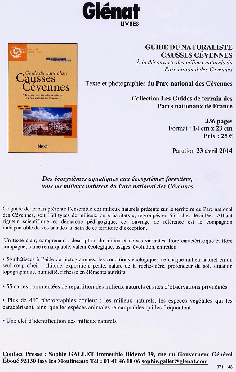 Guide du naturaliste Causses Cévennes (23 avril 2014)